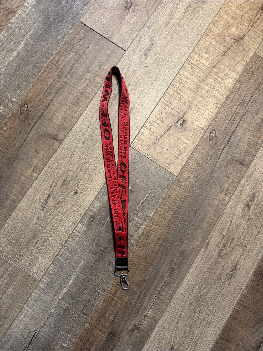 Off White Red and Black Logo Lanyard with Metal Clip